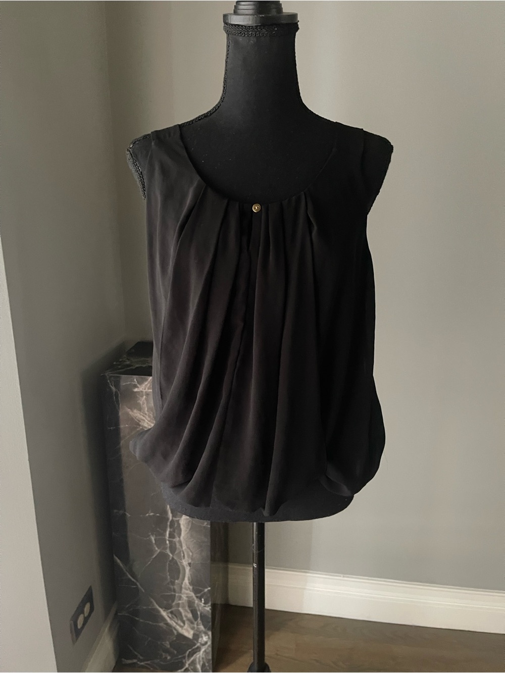 Alfani Black Pleated Sleeveless Camisole